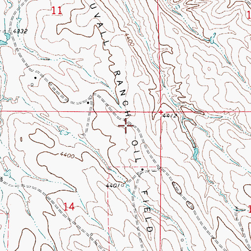 Topographic Map of Duvall Ranch Oil Field, WY