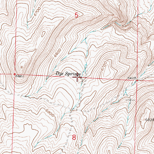 Topographic Map of Dye Springs, WY