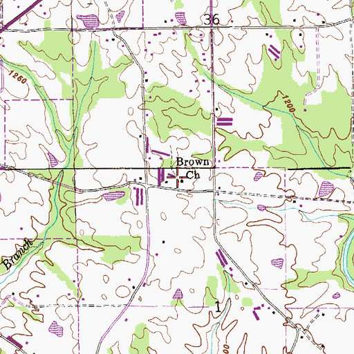 Topographic Map of Brown Church, AL