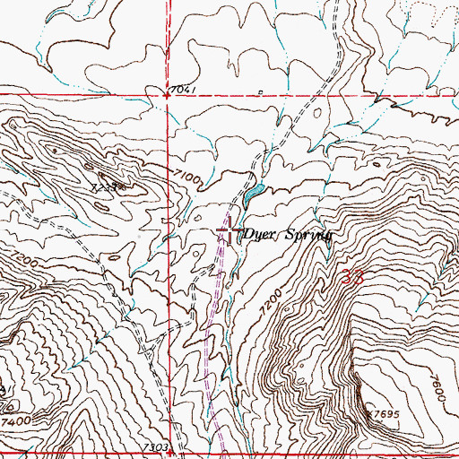 Topographic Map of Dyer Spring, WY