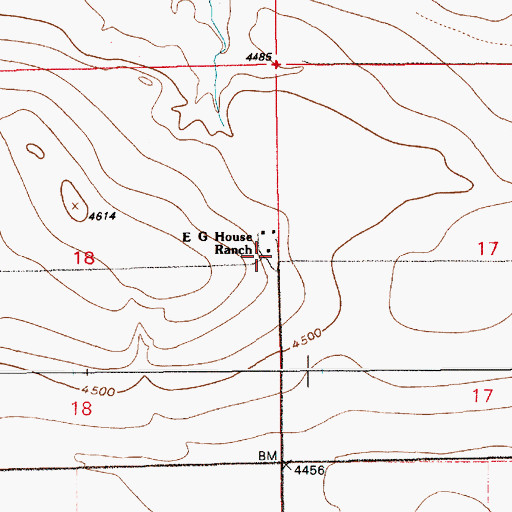 Topographic Map of E G House Ranch, WY