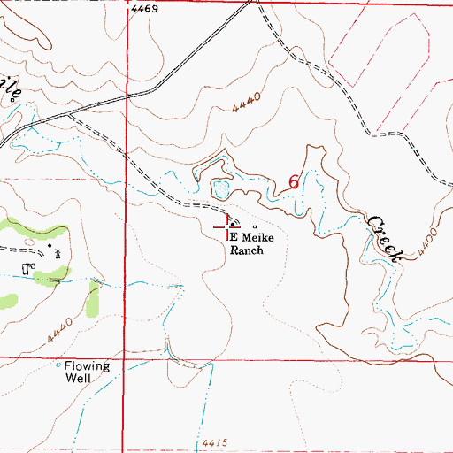 Topographic Map of E Meike Ranch, WY