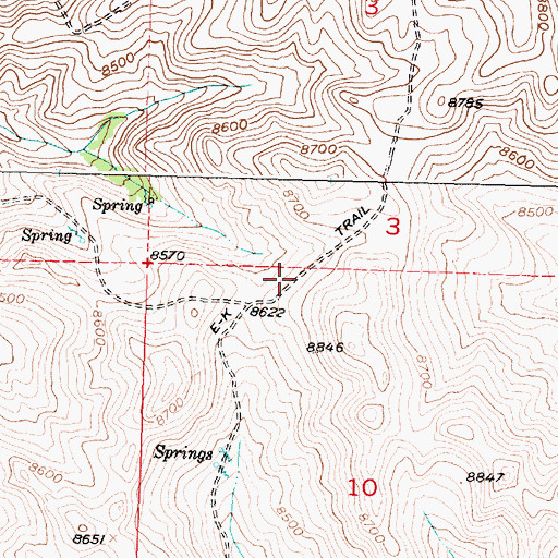 Topographic Map of E-k Trail, WY