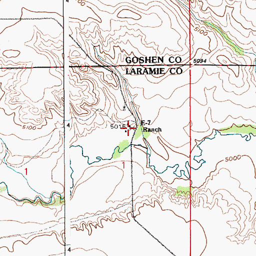 Topographic Map of E-7 Ranch, WY