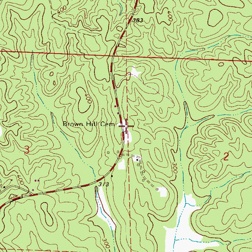 Topographic Map of Brown Hill Cemetery, AL