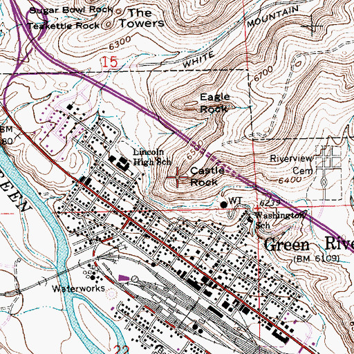 Topographic Map of Eagle Rock, WY