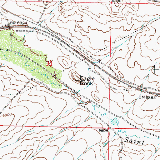 Topographic Map of Eagle Rock, WY