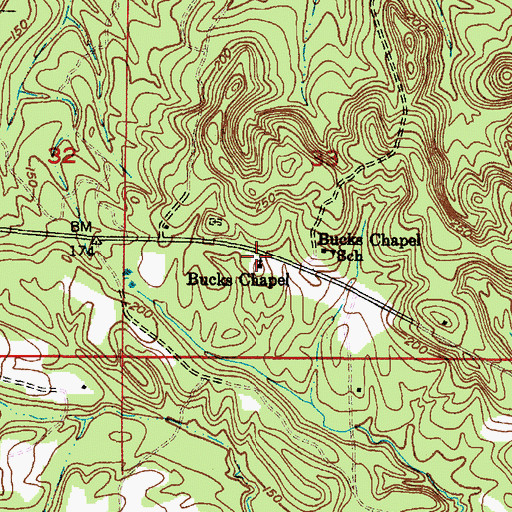 Topographic Map of Bucks Chapel Methodist Church, AL