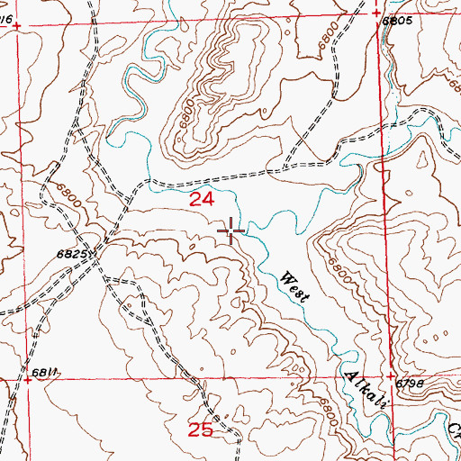 Topographic Map of East Alkali Creek, WY