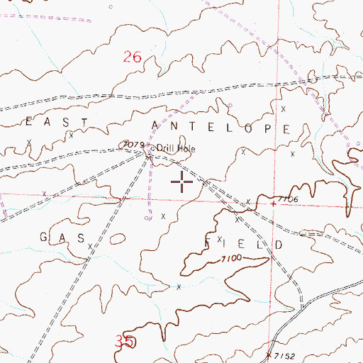 Topographic Map of East Antelope Gas Field, WY