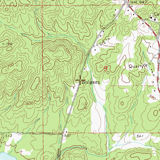 Topographic Map of Bulgers, AL