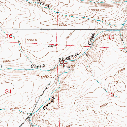 Topographic Map of East Bluegrass Creek, WY