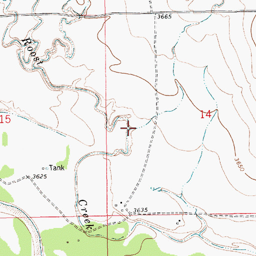 Topographic Map of East Branch Robbers Roost Creek, WY