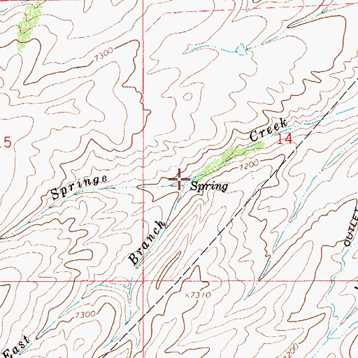 Topographic Map of East Branch Silver Springs Creek, WY