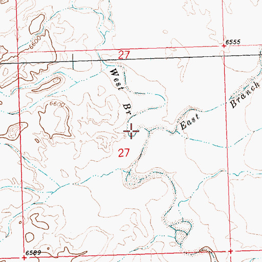 Topographic Map of East Branch Willow Creek, WY