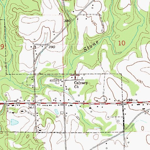 Topographic Map of Calvary Baptist Church, AL