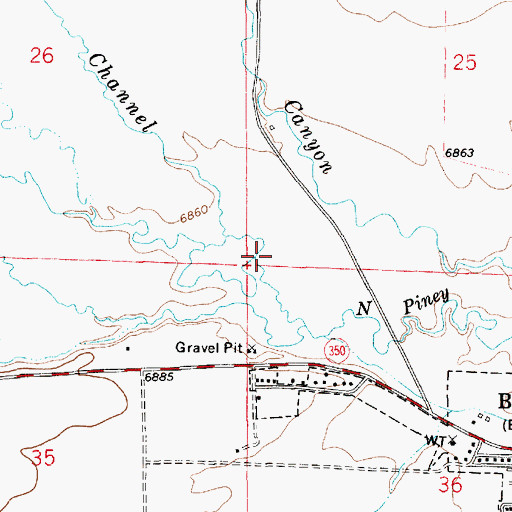 Topographic Map of East Channel, WY