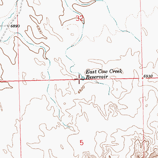 Topographic Map of East Cow Creek Reservoir, WY