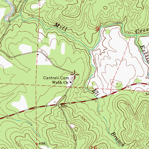 Topographic Map of Cantrell Cemetery, AL