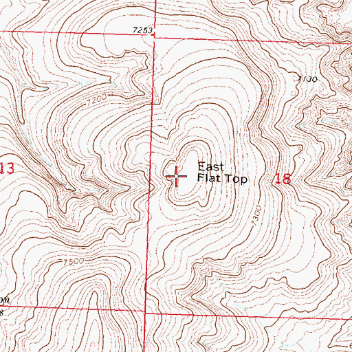 Topographic Map of East Flat Top, WY