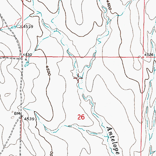 Topographic Map of East Fork Antelope Creek, WY