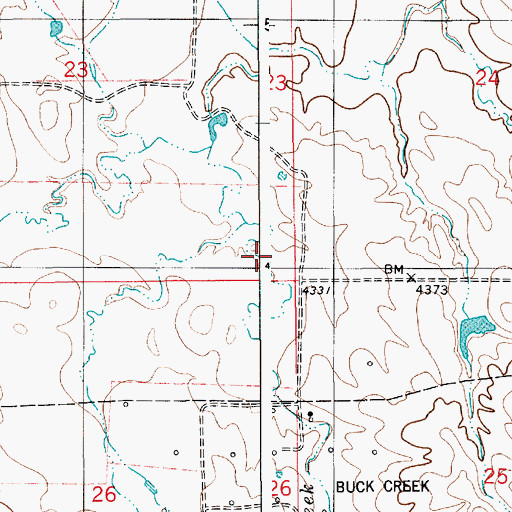 Topographic Map of East Fork Buck Creek, WY