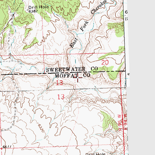 Topographic Map of East Fork Cherokee Creek, WY