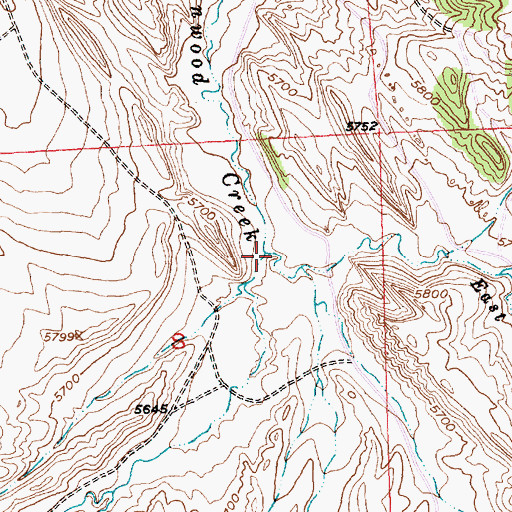 Topographic Map of East Fork Cottonwood Creek, WY