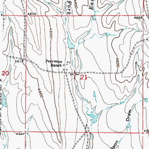 Topographic Map of East Fork Cow Creek, WY