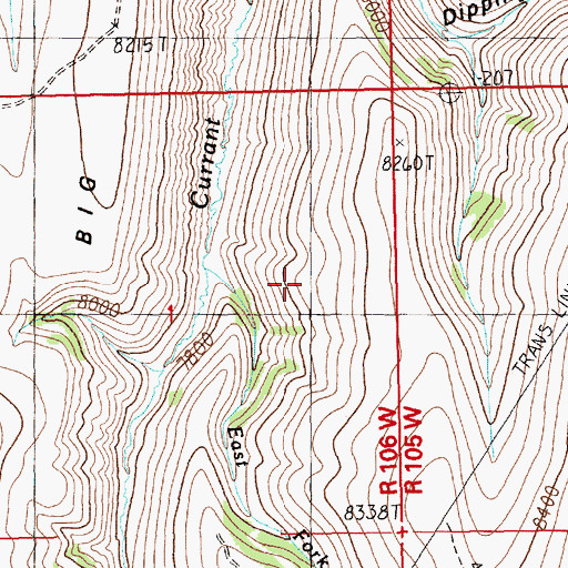 Topographic Map of East Fork Currant Creek, WY