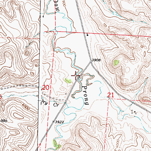 Topographic Map of East Fork Dow Prong Dutch Creek, WY