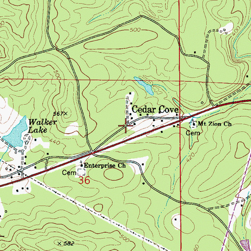 Topographic Map of Cedar Cove, AL
