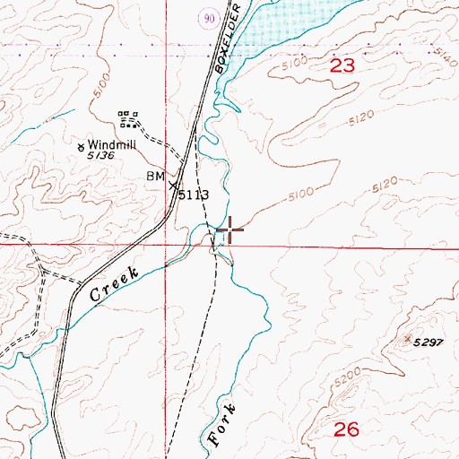 Topographic Map of East Fork Dry Creek, WY