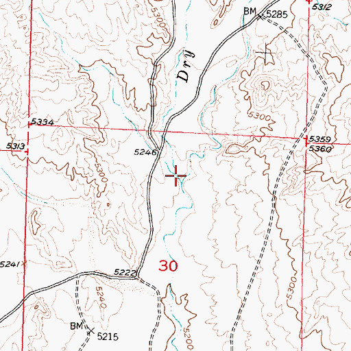 Topographic Map of East Fork Dry Creek, WY