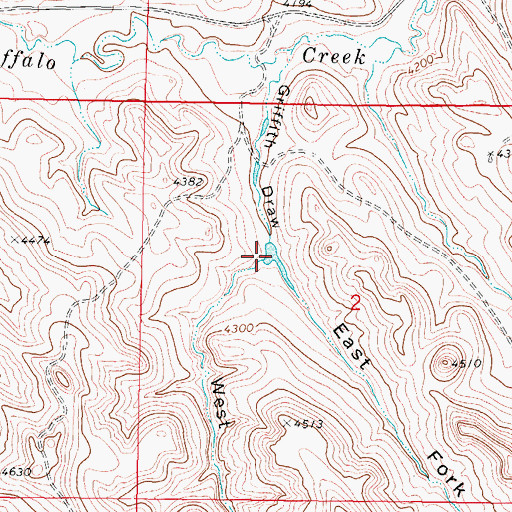Topographic Map of East Fork Griffith Draw, WY