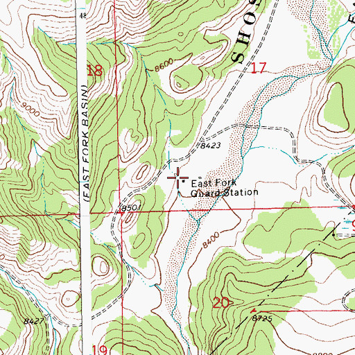 Topographic Map of East Fork Guard Station, WY