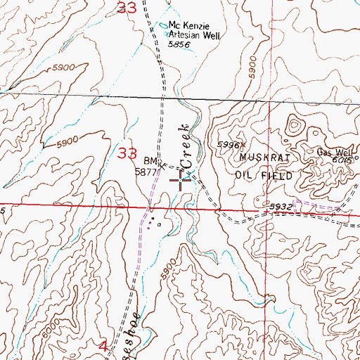 Topographic Map of East Fork Horseshoe Draw, WY