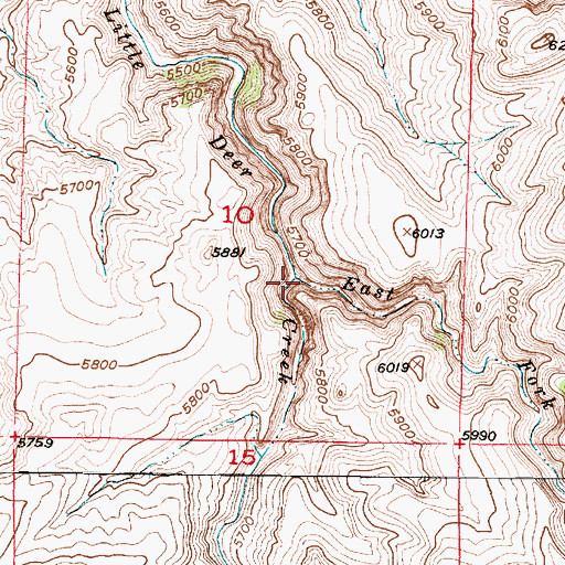Topographic Map of East Fork Little Deer Creek, WY