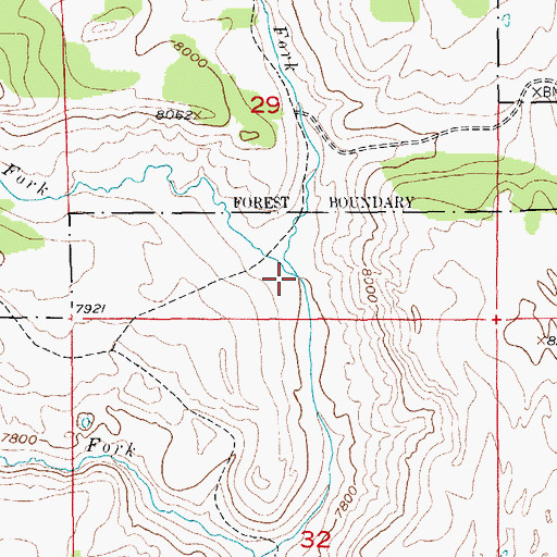 Topographic Map of East Fork Long Creek, WY