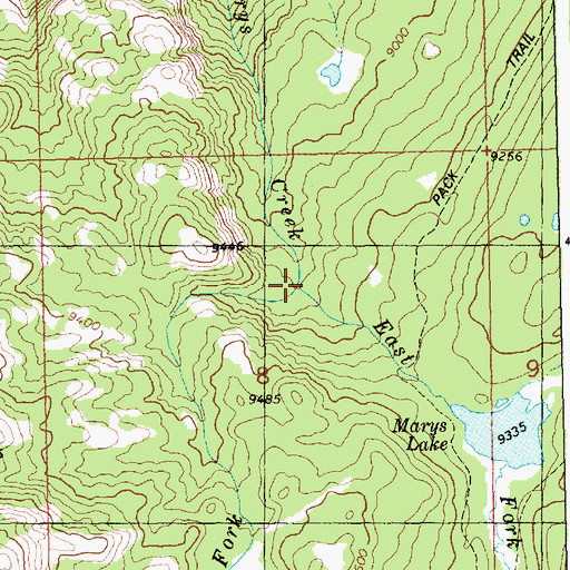 Topographic Map of East Fork Marys Creek, WY