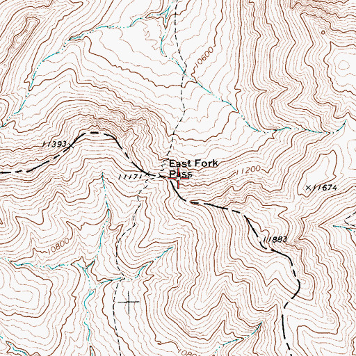 Topographic Map of East Fork Pass, WY