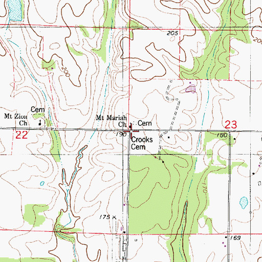 Topographic Map of Crooks Cemetery, AL