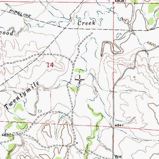 Topographic Map of East Fork Twentymile Creek, WY