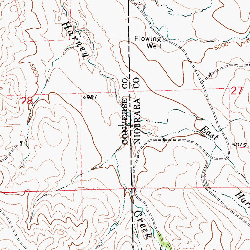 Topographic Map of East Harney Creek, WY