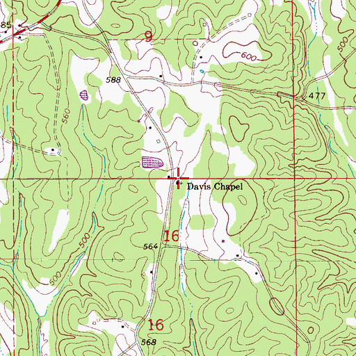 Topographic Map of Davis Chapel, AL