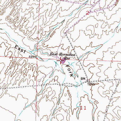 Topographic Map of East Horseshoe Reservoir, WY