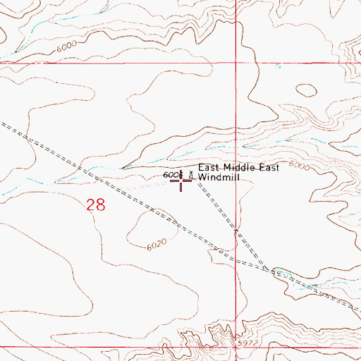 Topographic Map of East Middle East Windmill, WY