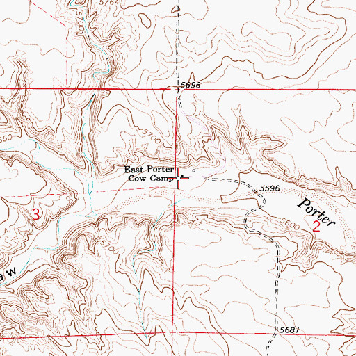 Topographic Map of East Porter Cow Camp, WY