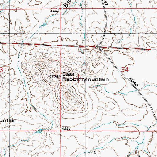 Topographic Map of East Rabbit Mountain, WY