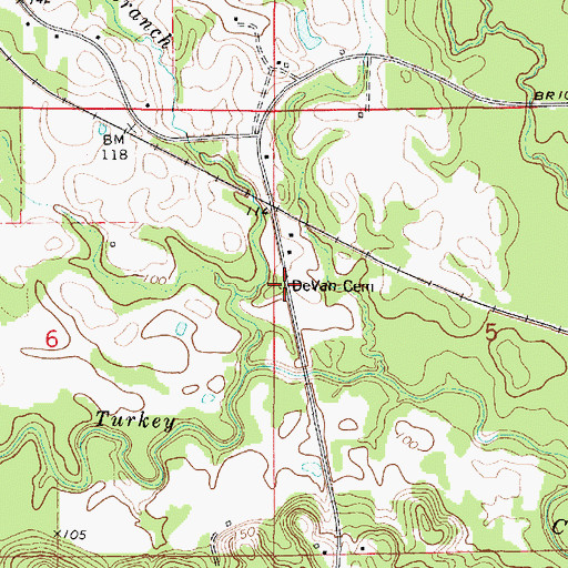Topographic Map of DeVan Cemetery, AL